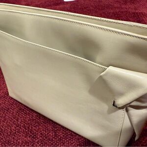 Salvatore Ferragamo Cream Clutch with Smooth Leather Finish